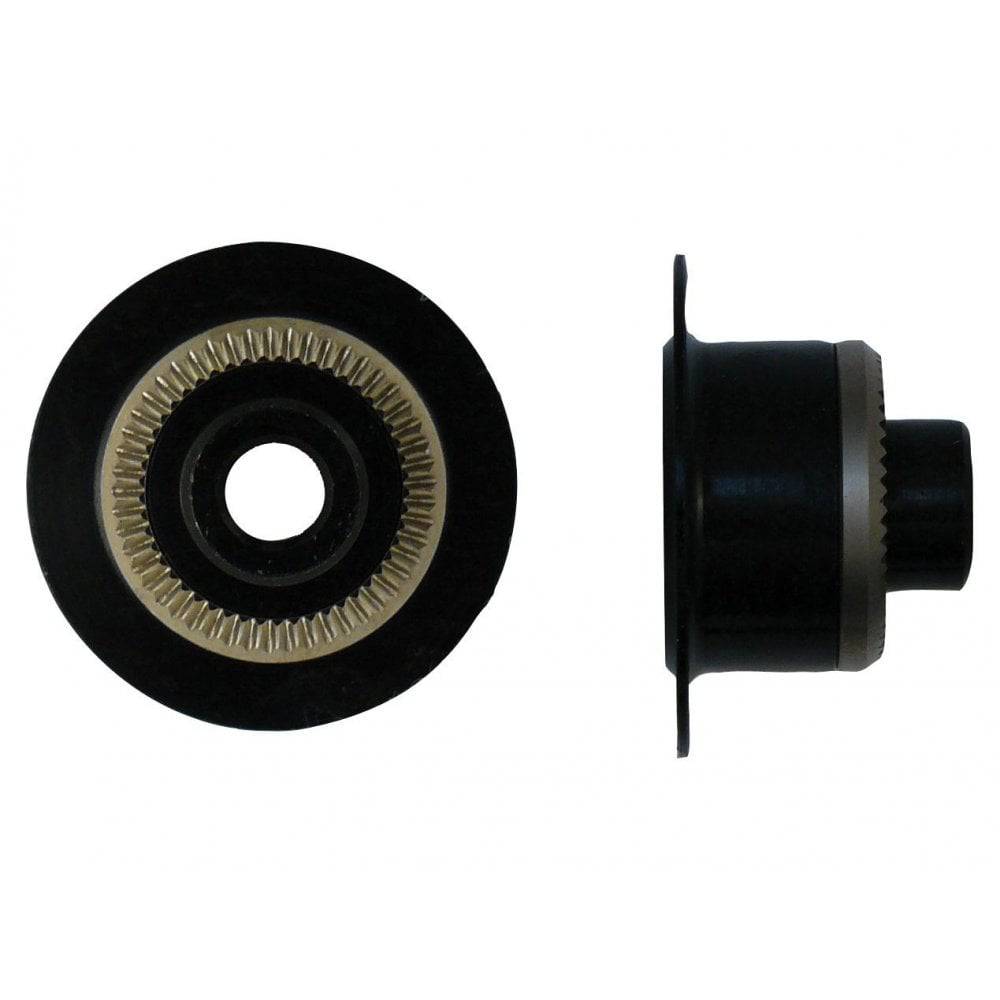 Black Bontrager DT240 5mm drive side axle end cap for 100mm OLD rear hub replacement, component for bicycle wheels.