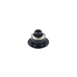 Black Bontrager DT240 5mm drive side rear hub end cap for 135mm OLD, component replacement for bicycle wheel hubs.