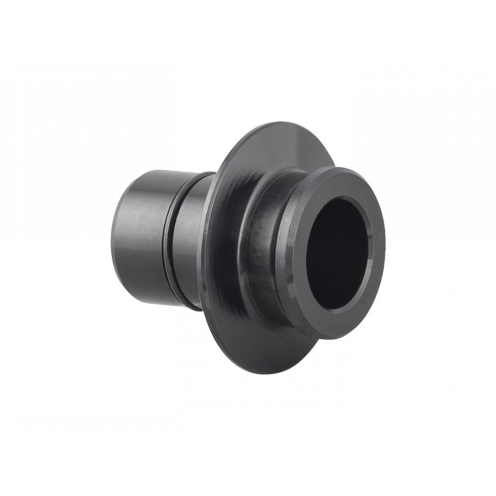 Black Bontrager DT350 Road front axle end cap for 12mm axle, 100mm old, suitable for non-disc road bike components.