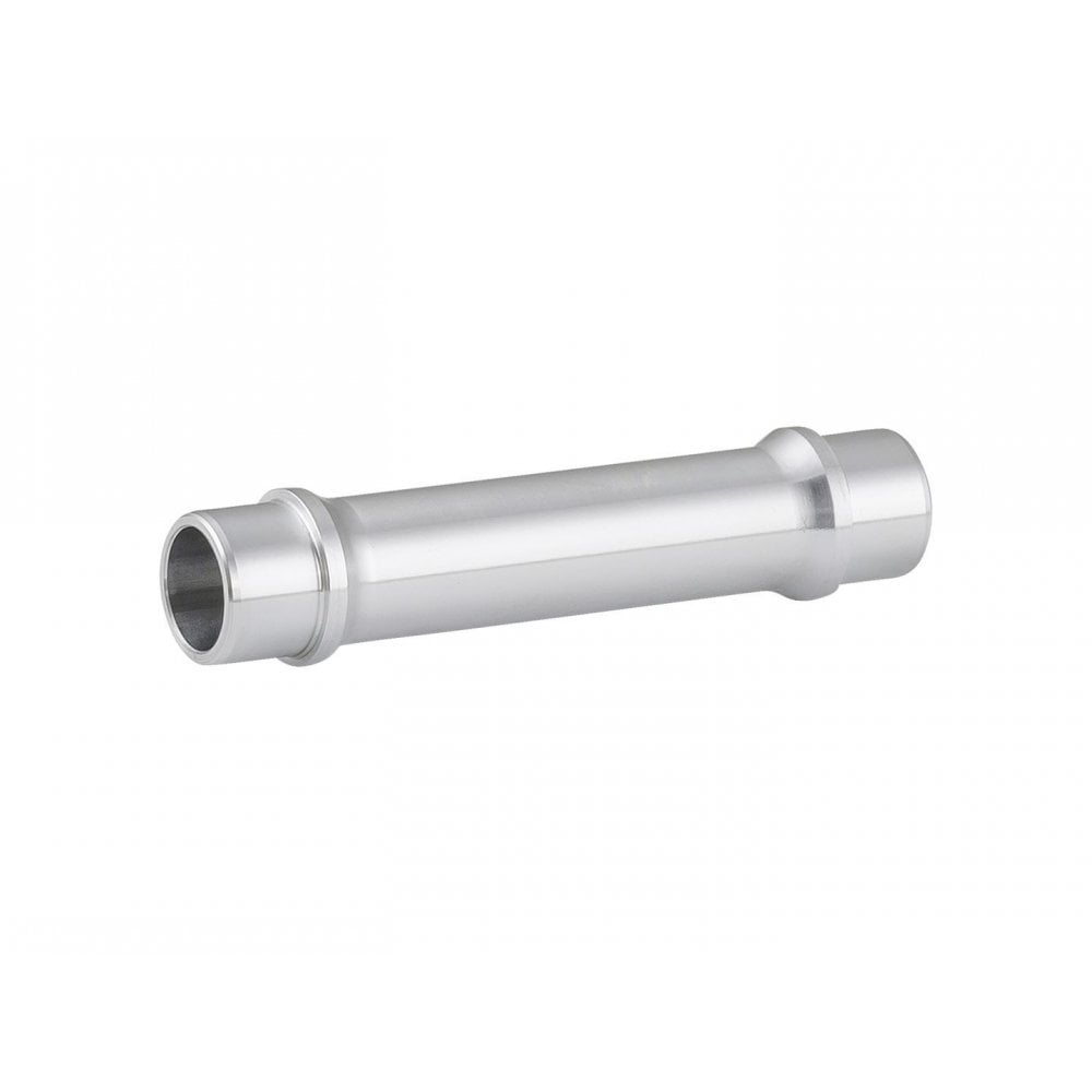Silver Bontrager Aeolus RSL front hub axle, 100mm old replacement component, for bicycle wheel compatibility.