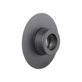 Black Bontrager Aeolus RSL 12mm axle end cap for 100mm old front hub, bicycle wheel component part.