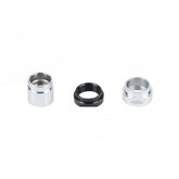 Black Bontrager Duster Elite rear hub end cap kit for 142/148mm OLD bikes, includes components for rear wheel installation.