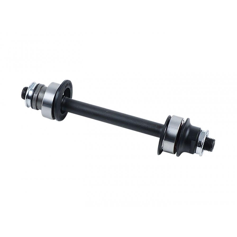 Bontrager Race Road bike axle kit with 130mm OLD, black and silver, includes front and rear components for road bikes.
