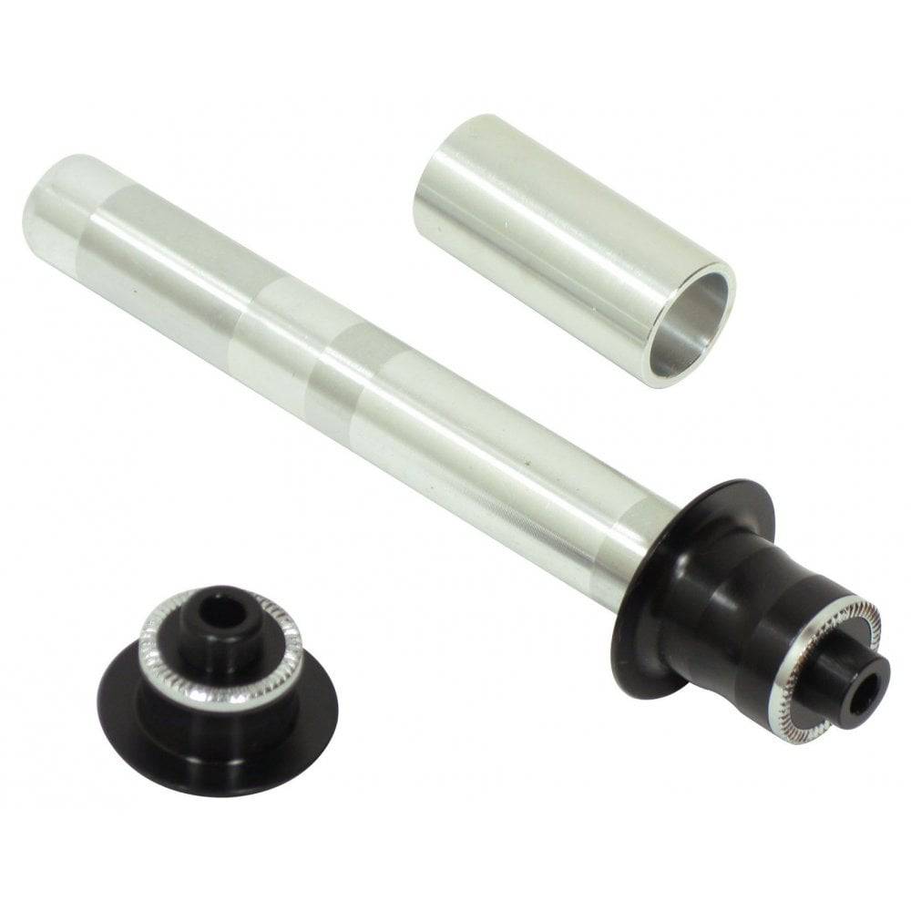 Bontrager Race Lite 135mm axle kit in black for front and rear bike wheels, includes 135mm old axle for bike components.