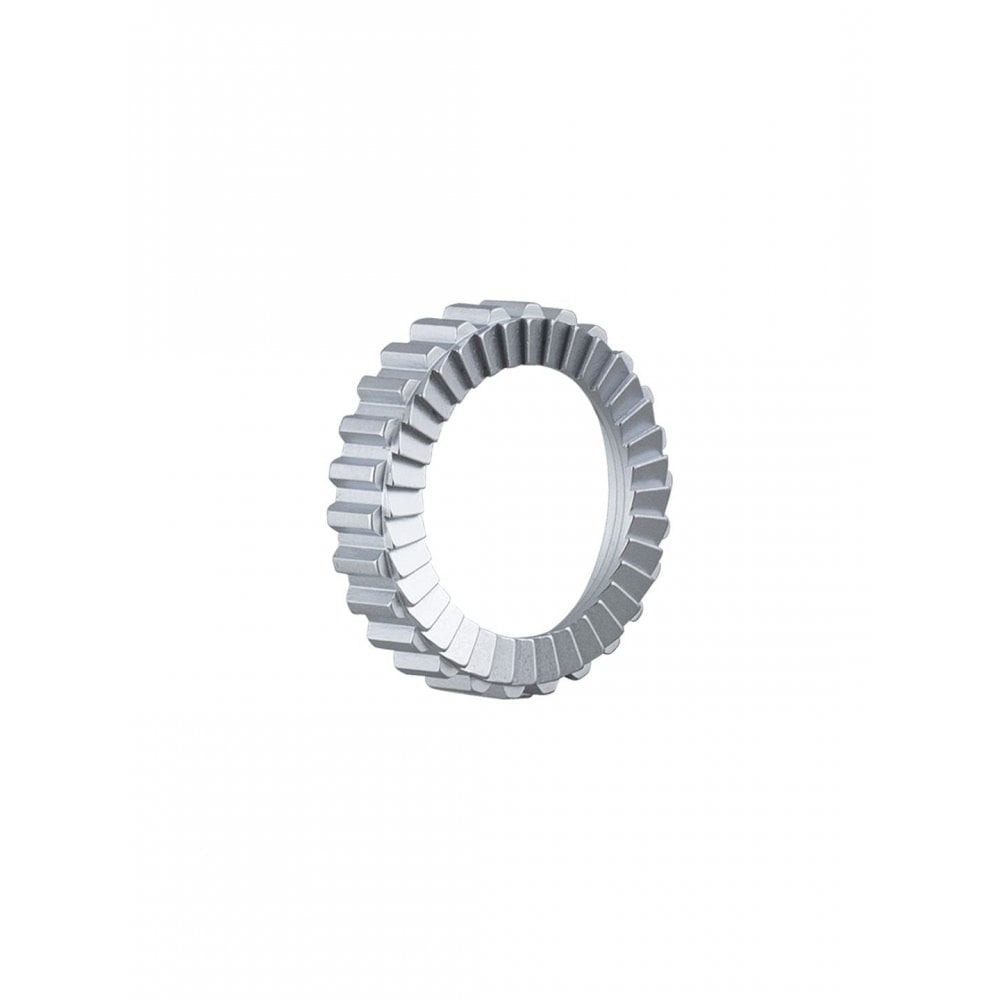 Silver Bontrager Ratchet EXP 36-Tooth Rear Hub Star Ratchet for 142mm OLD, bicycle component with precision gearing.