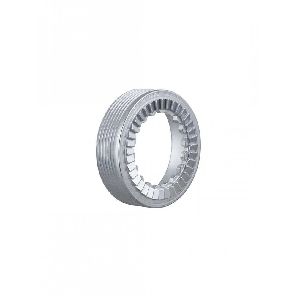 Bontrager Ratchet EXP 36-Tooth threaded star ratchet rear hub with 142mm old silver axle, bicycle bike components.
