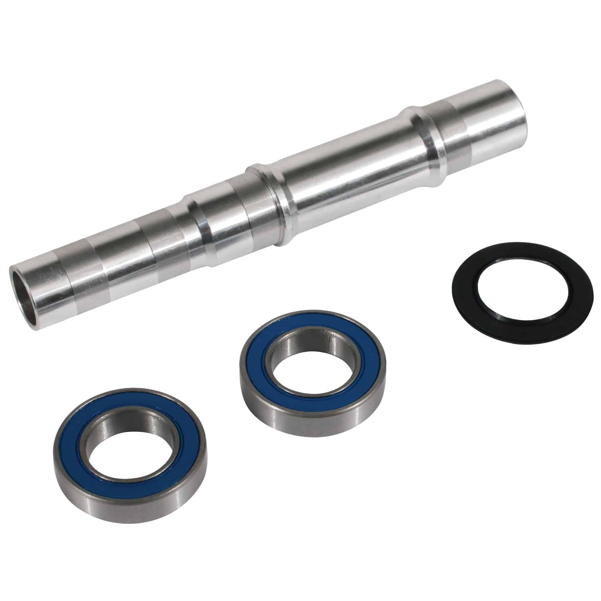 Bontrager Rhythm Comp axle kit for 135/142mm old hubs, silver and black, bicycle component for front and rear wheel hubs.