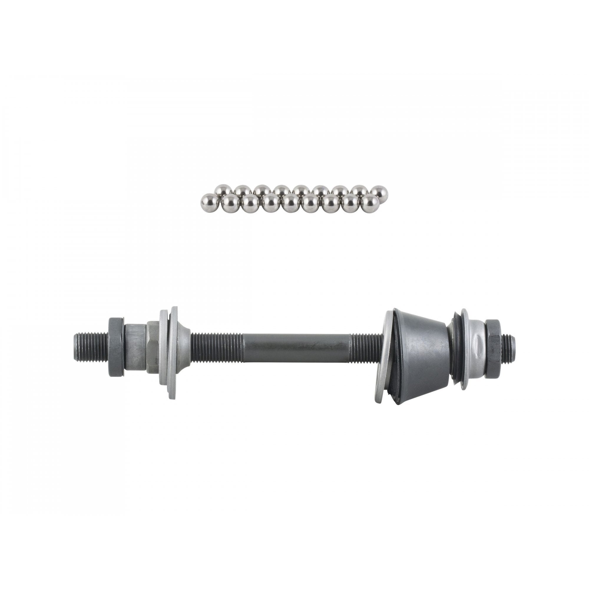 Trek Bontrager 11-speed road hub axle kit in silver and black for 130mm OLD front and rear bicycle wheels.