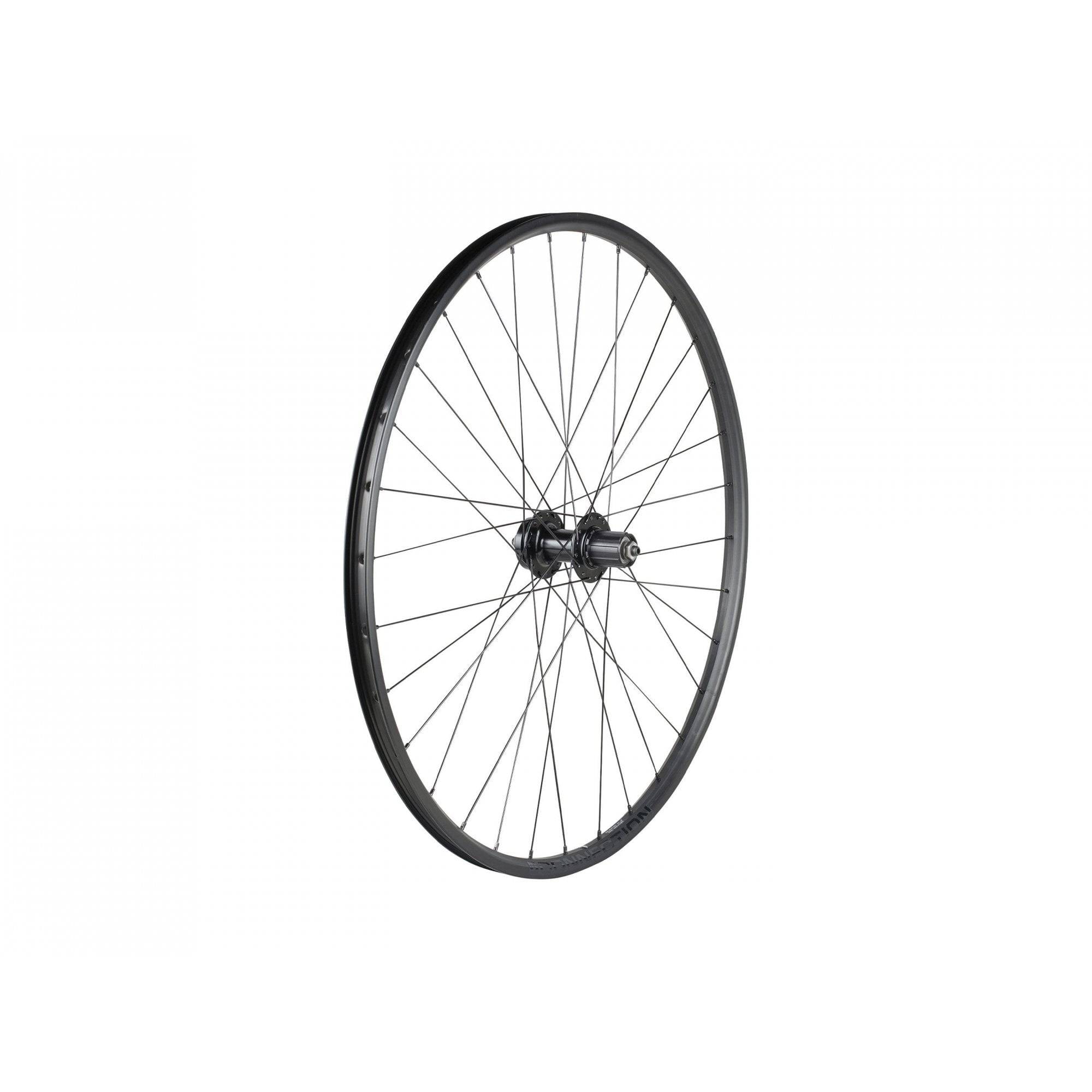Bontrager Connection Disc 700c rear road wheel with Shimano HG 8/9/10-speed, silver and black, bike component for road cycling.
