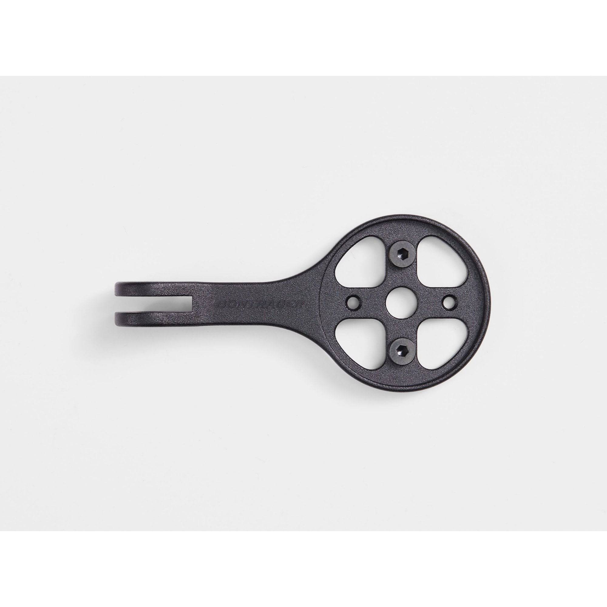 Bontrager Pro Blendr Alloy bike computer mount in black, designed for secure attachment to handlebars and compatible with bike accessories.