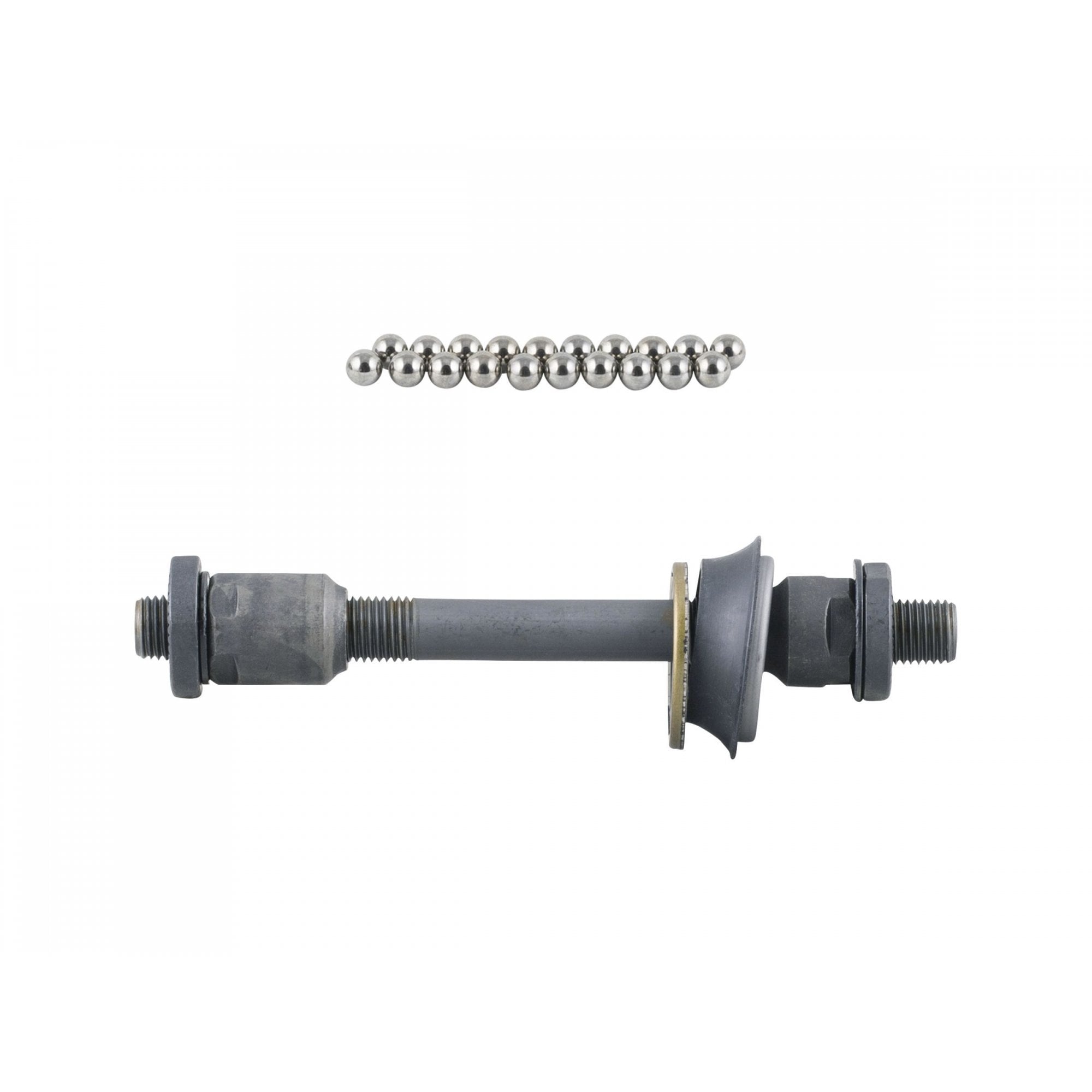 Trek Bontrager approved front center lock hub axle kit in silver and black, 100mm old spacing, bicycle wheel component.