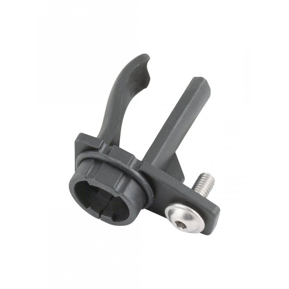 Black Trek Speed Concept Di2 battery holder assembly for aero bikes, designed for secure component mounting.