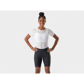 Trek Solstice youth cycling shorts in black and gray, made of comfortable, durable, eco-friendly fabric for young cyclists.