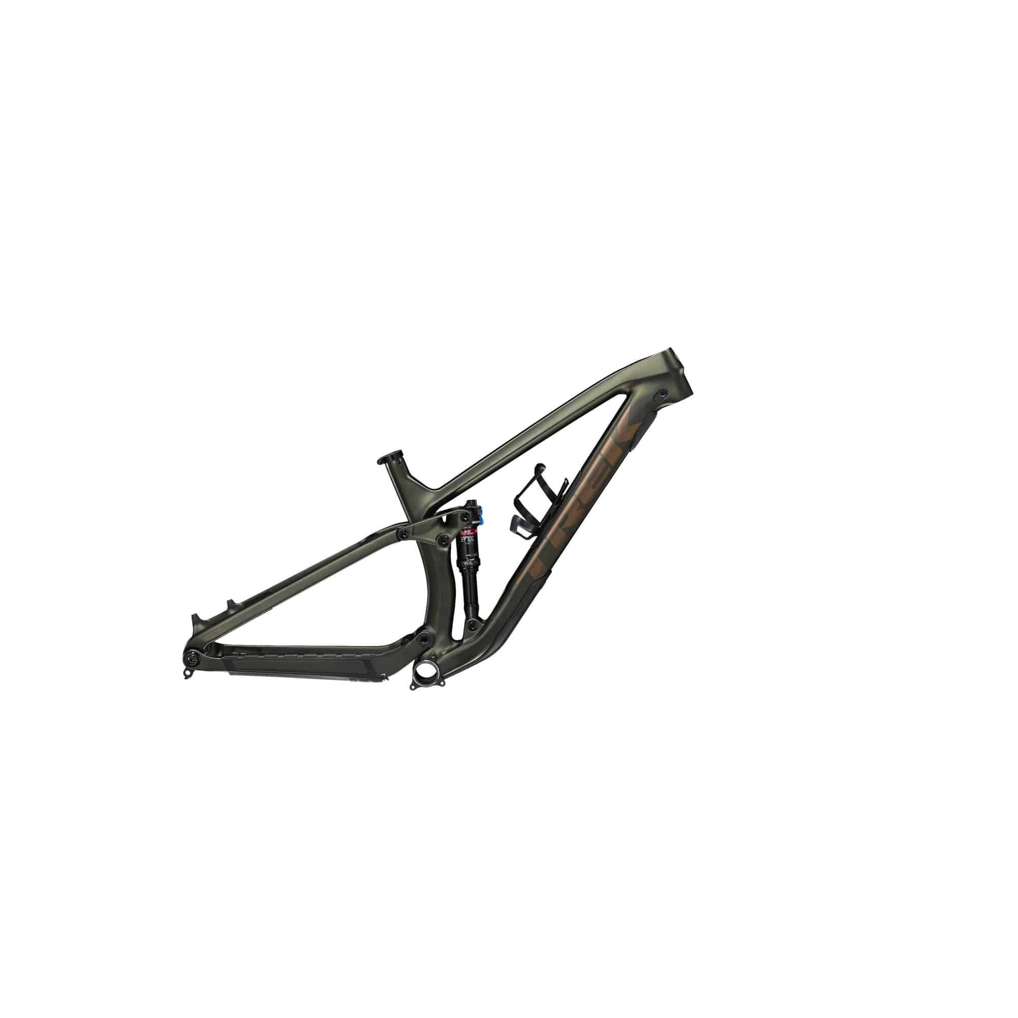Trek Fuel Ex C MTB frameset with RE:aktiv suspension and internal storage, showing the lightweight carbon frame and rear shock system.