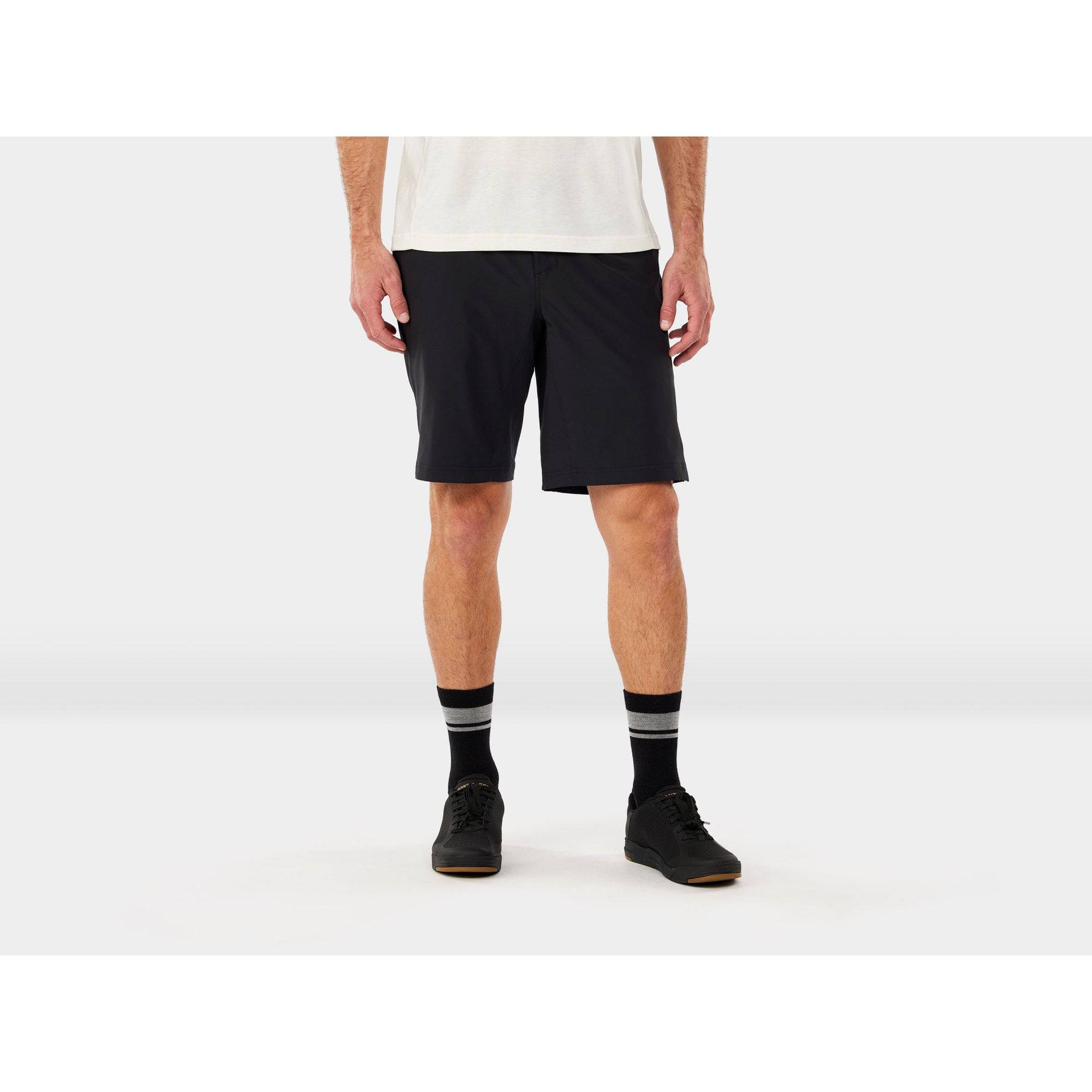 Trek Evoke women's mountain bike shorts with padded comfort, designed for trail riding and outdoor cycling adventures.