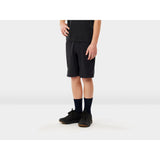 Trek Troslo Black XS unisex cycling liner shorts with dual-density pad, shown on a model, designed for comfort and performance.