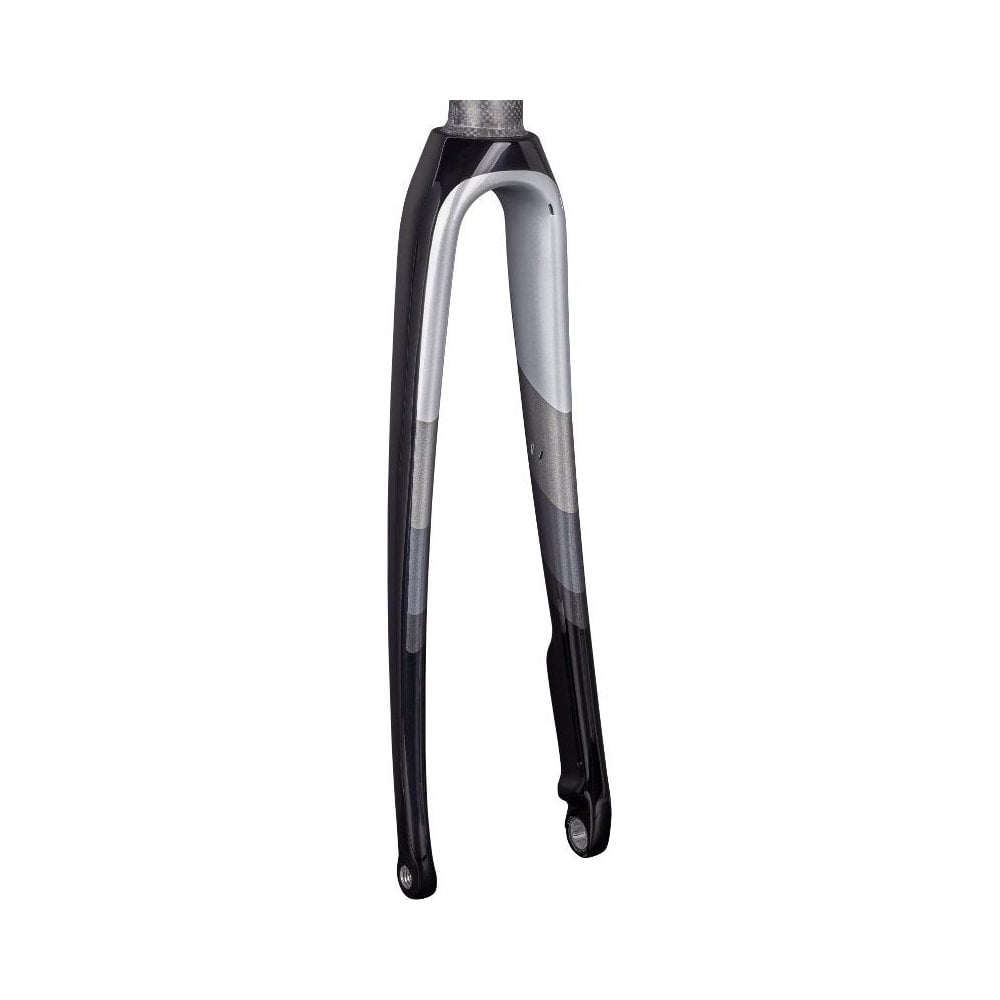 Trek 2017 Domane SLR 8 disc and rim brake forks with flat-mount, thru-axle, designed for 700C wheels, in a close-up view