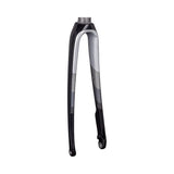 Trek 2017 Domane SLR 8 disc and rim brake forks with flat-mount, thru-axle, designed for 700C wheels, in a close-up view