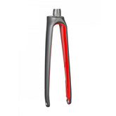 Trek Domane+ 700c rigid fork in black and viper red, 355mm length, 53mm offset for road bike components.