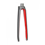 Trek Domane+ 700c rigid fork in black and viper red, 355mm length, 53mm offset for road bike components.