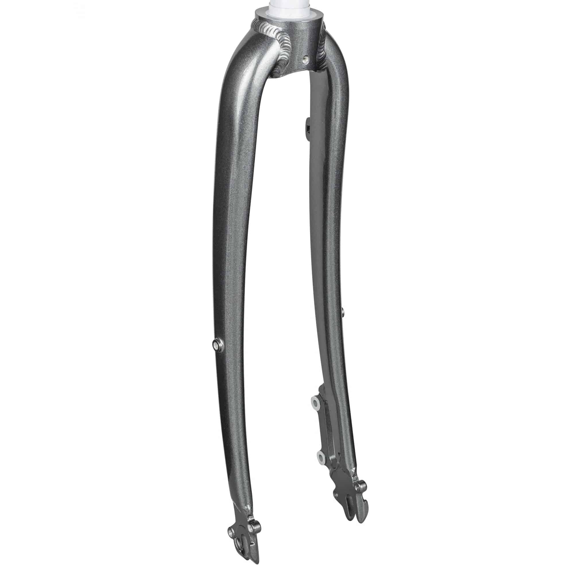 Trek Verve+ 700C bike fork with 205mm disc brake mounts for road bikes, showing the steel fork and brake mounting points.