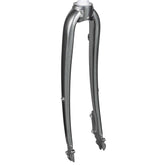 Trek Verve+ 700C bike fork with 205mm disc brake mounts for road bikes, showing the steel fork and brake mounting points.