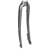Trek Verve+ 700C bike fork with 205mm disc brake mounts for road bikes, showing the steel fork and brake mounting points.