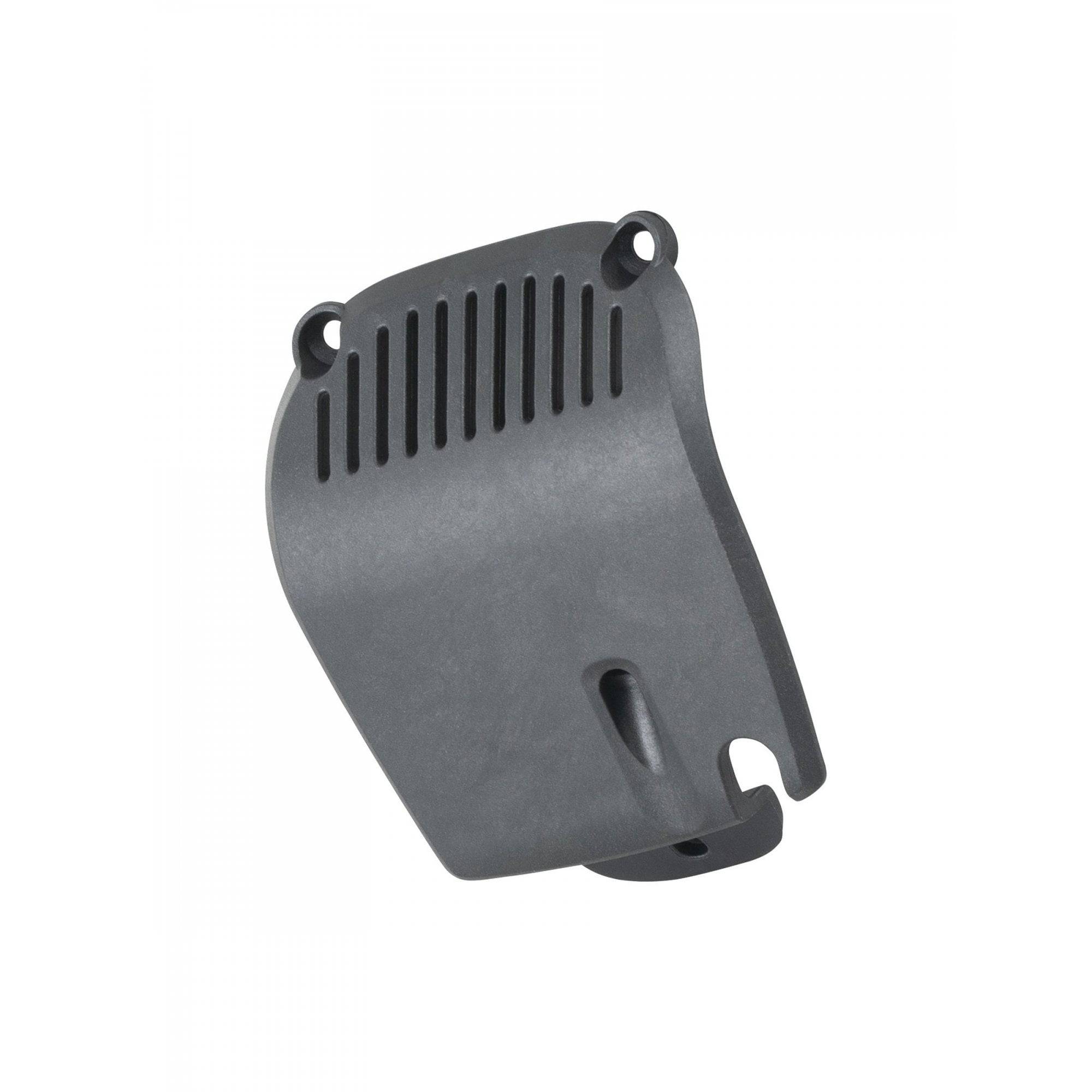 Black Trek Domane+ AL BB motor cover, protective bike motor accessory, designed to fit Trek road bike components.