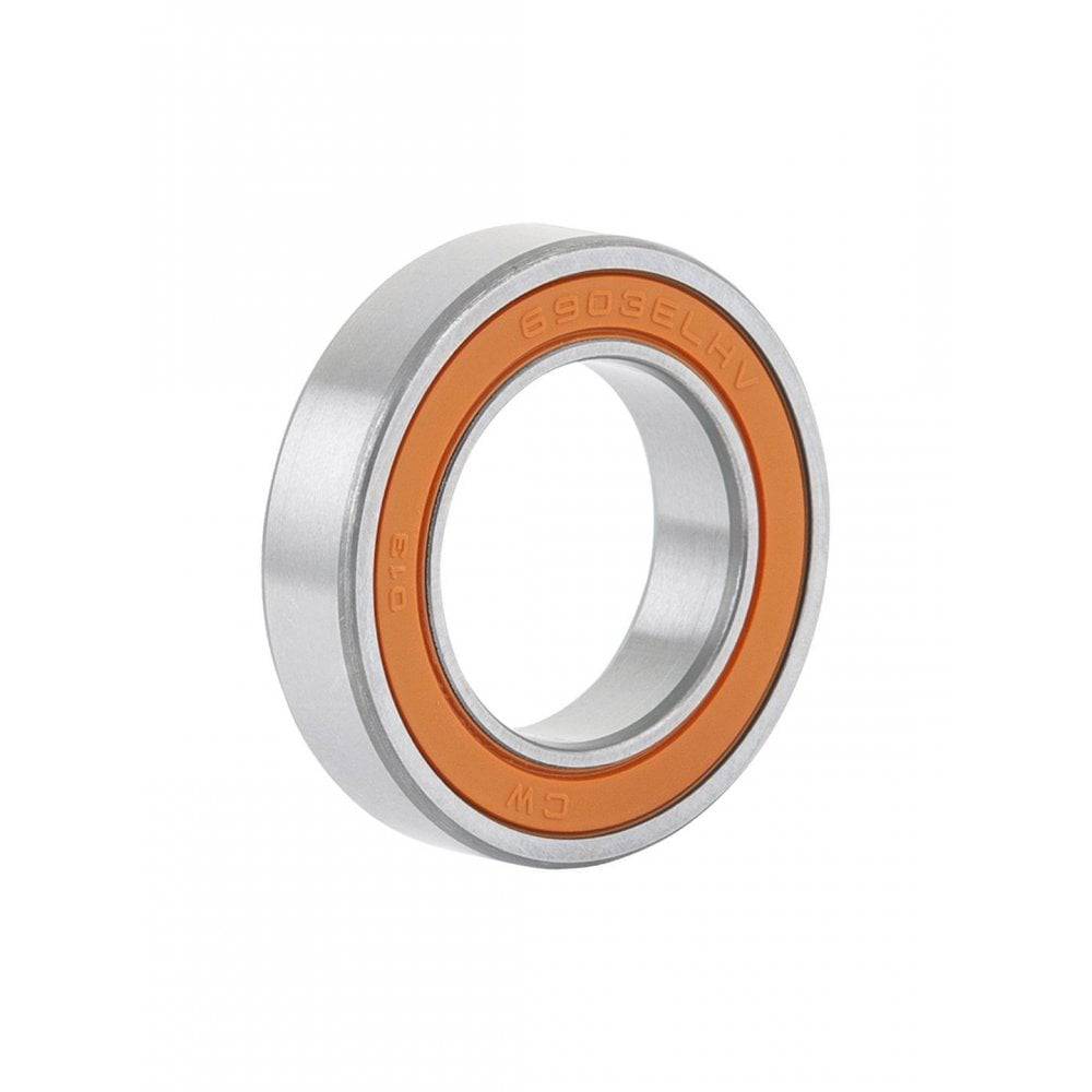 Silver Bontrager LLH replacement hub bearing for compatible bike hubs, showing close-up of bearing components.