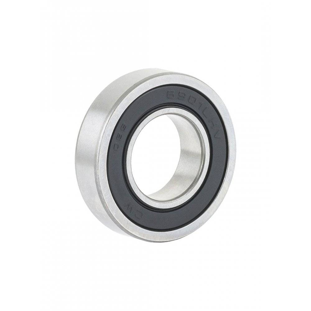 Bontrager 6901 LLH replacement bike hub bearing in silver, 12x24x6mm, for bike wheel components, showing the bearing's detailed close-up.