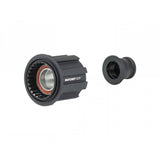 Black Bontrager Ratchet EXP Campagnolo N3W freehub with 142mm OLD, compatible with cassette and cycling components.