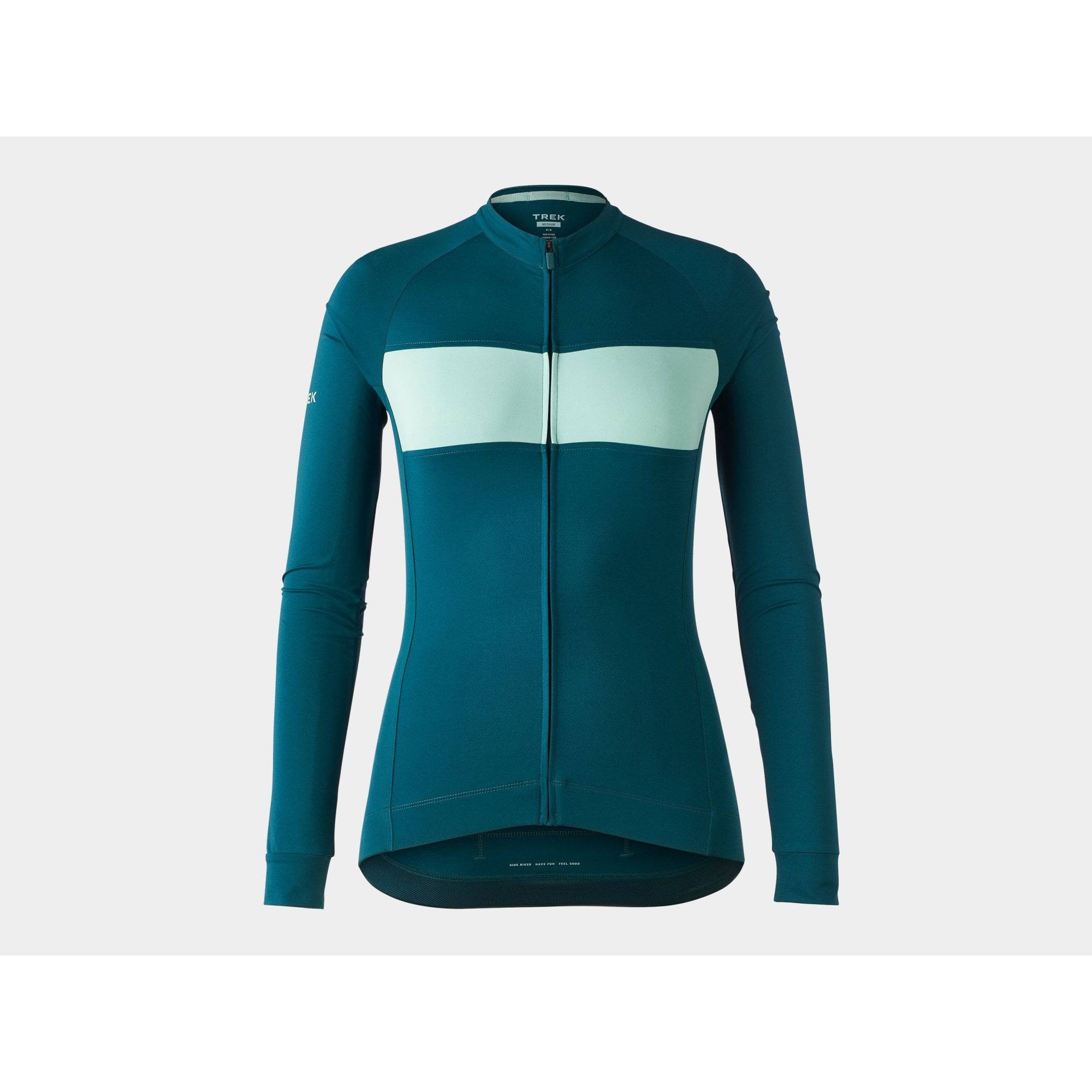 Trek Evoke mountain bike tech tee jersey, breathable unisex MTB shirt in black with Trek logo and moisture-wicking fabric.