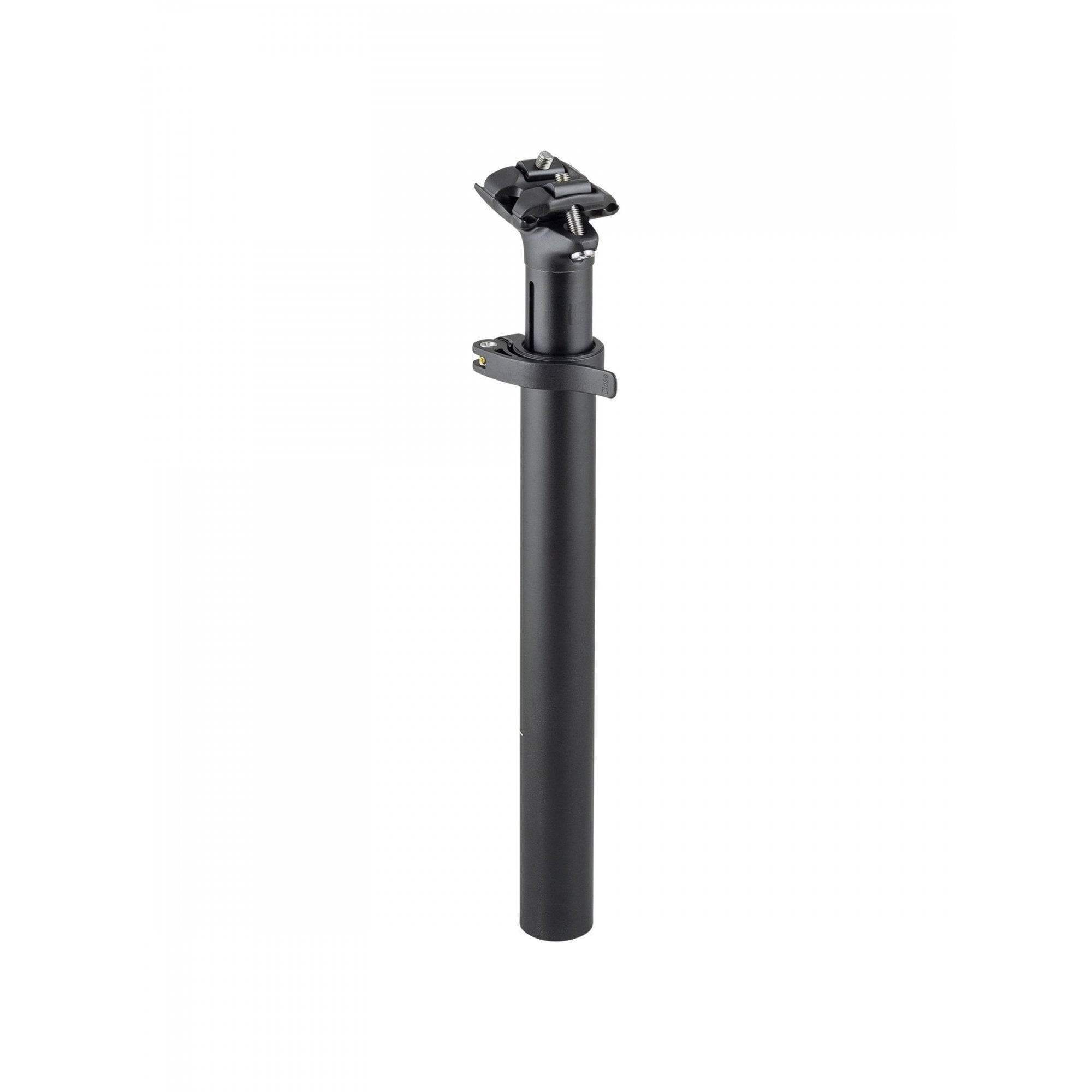 Bontrager telescoping bike seatpost in black, 34.9mm diameter, 300mm length with 10mm offset, for bicycle components.