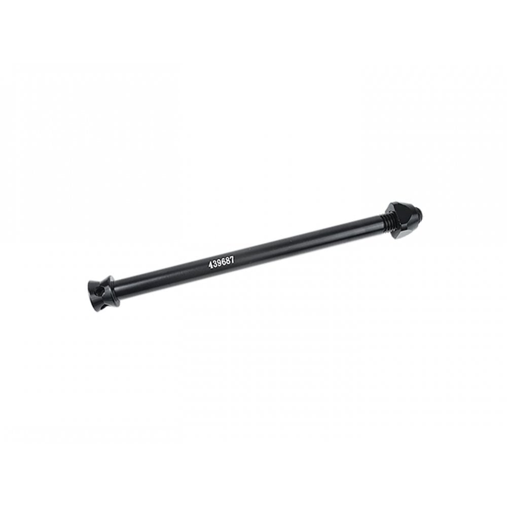 Trek Ticket Signature rear axle for 142mm hub, black, bicycle component, replacement part for Trek bike rear hub.