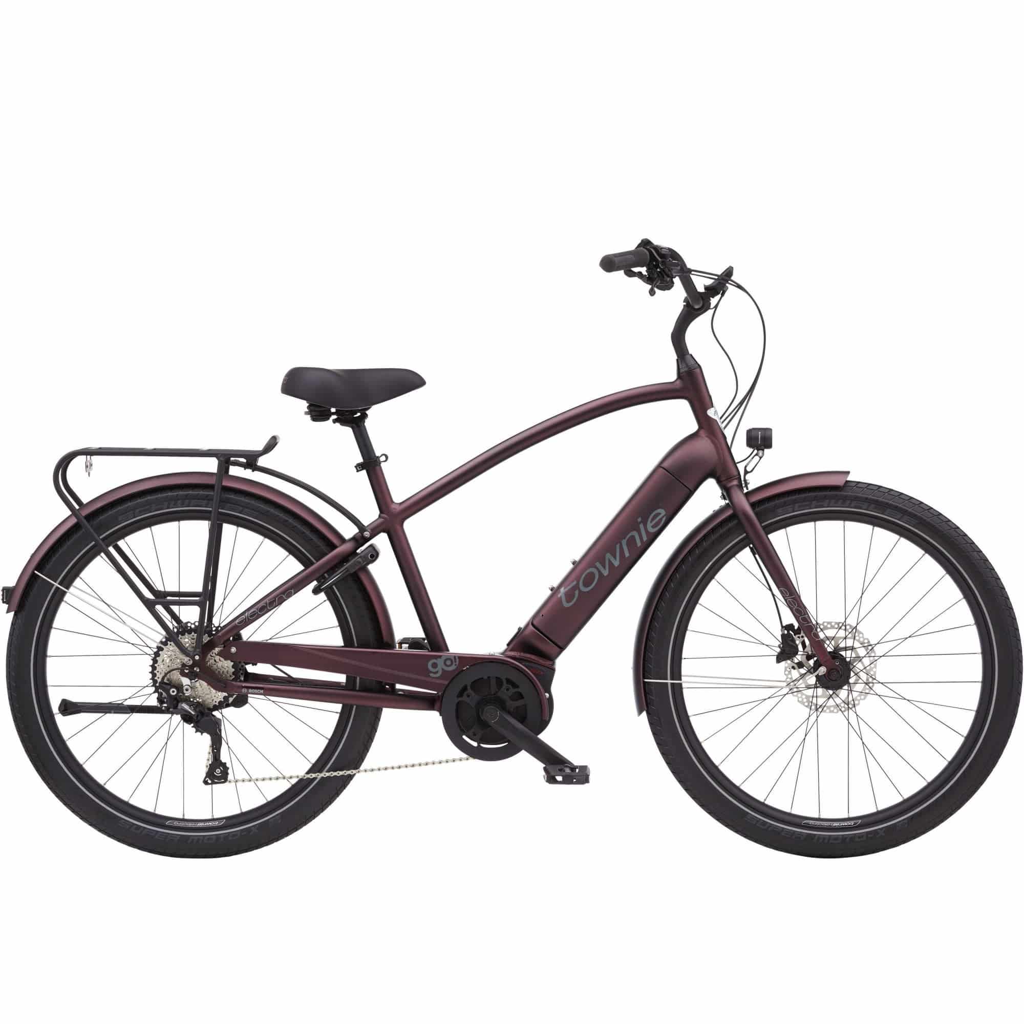 Electra Townie Path Go! 10D EQ e-hybrid bike with Bosch motor, step-over frame, and 27.5-inch tires, ready for commuting.