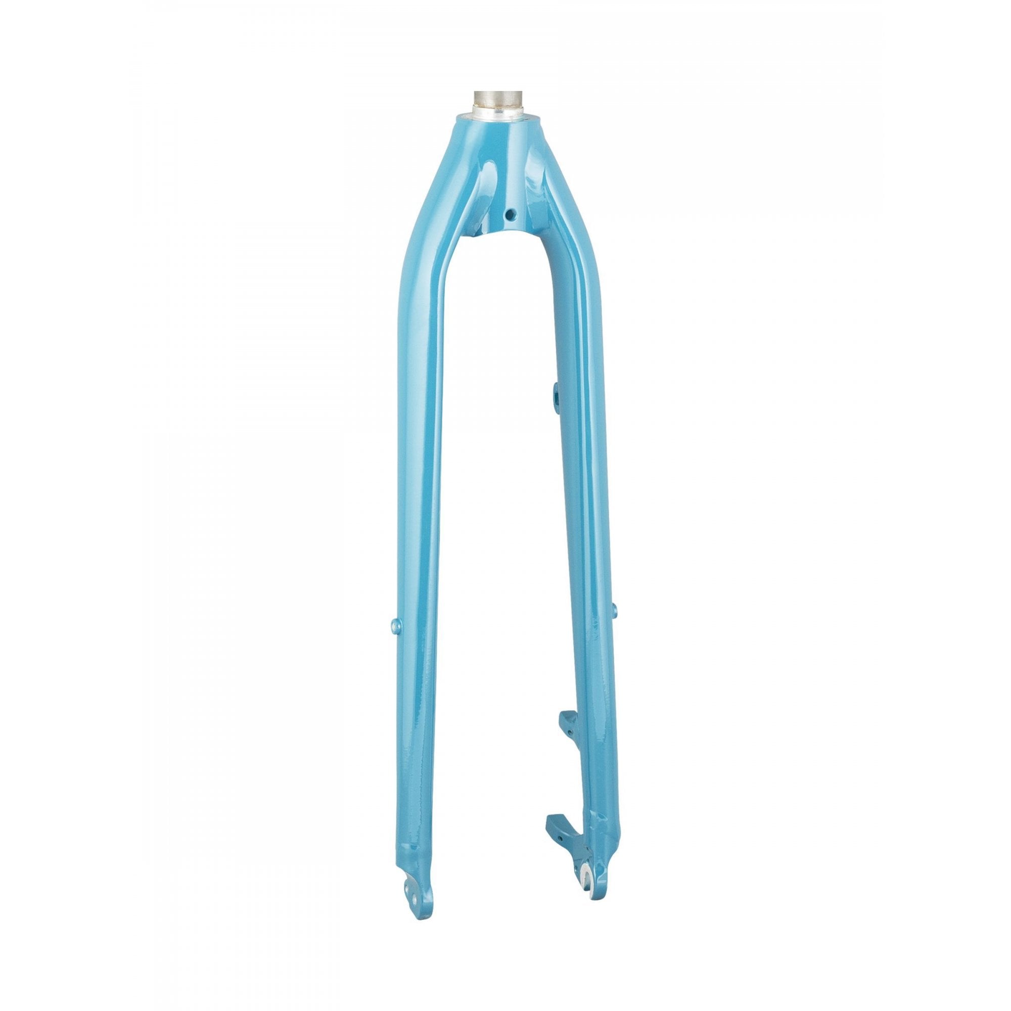 Trek Verve+ 3 disc fork in teal, rigid replacement component for road bikes, featuring disc brake compatibility and sleek design.