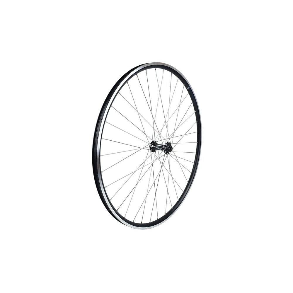 Bontrager Approved TLR 36H 700c clincher road front wheel in black, showing the wheel rim and spokes without cassette