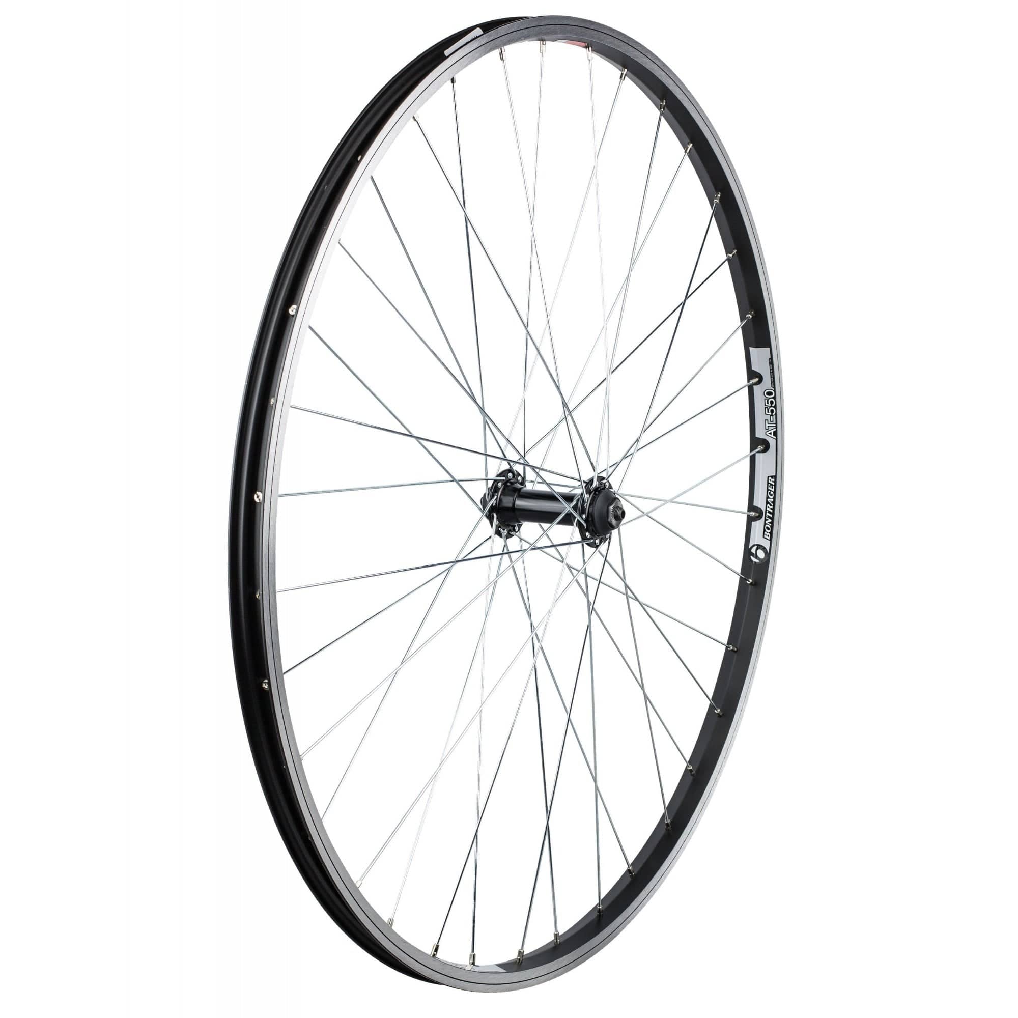 Bontrager AT-550/FM-21 700C road bike wheel with durable rim and 36 spokes, suitable for road cycling replacement.