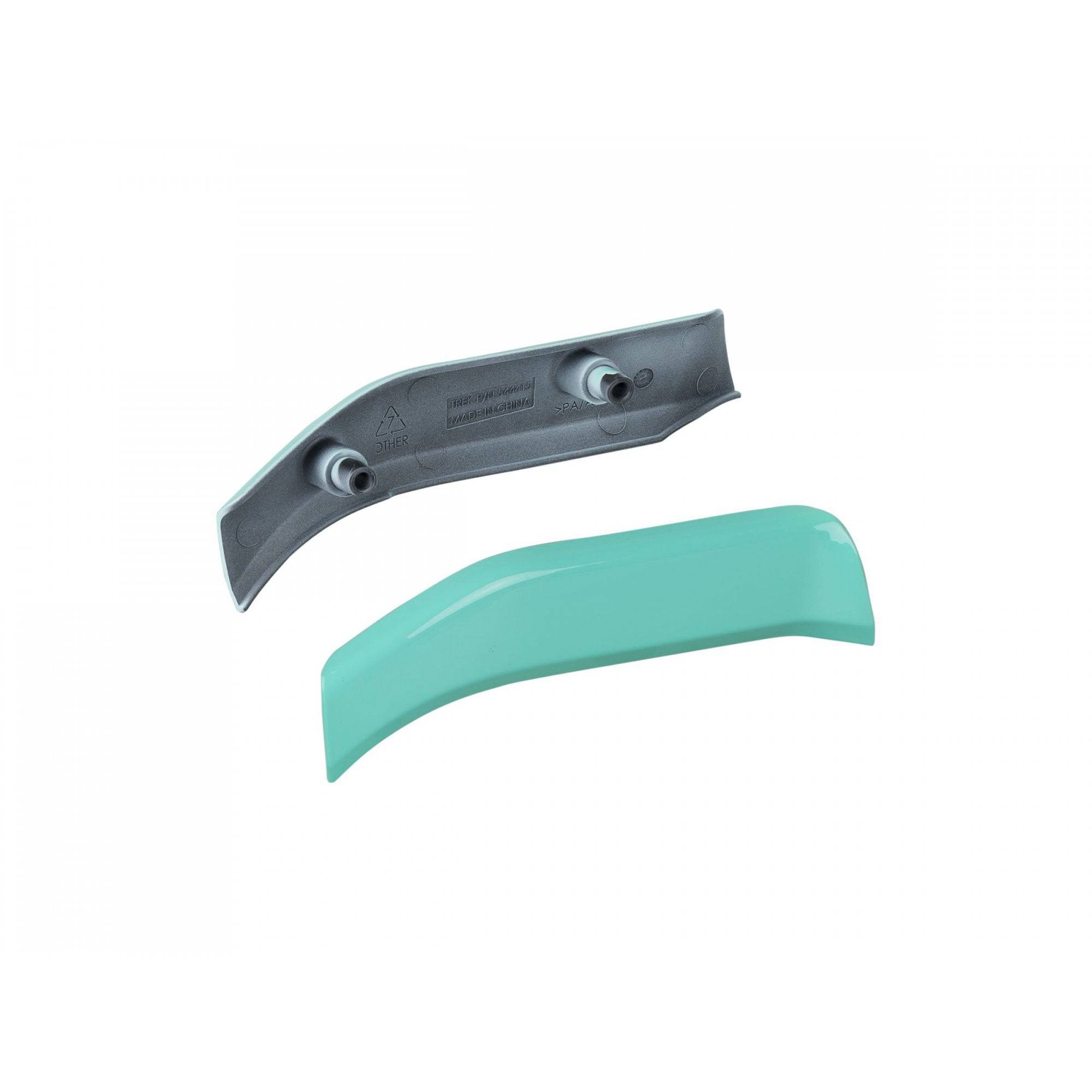 Trek Powerfly 27.5+ top motor cover spare part for 2018 HT, FS, and LT models, showing close-up of component on bike.
