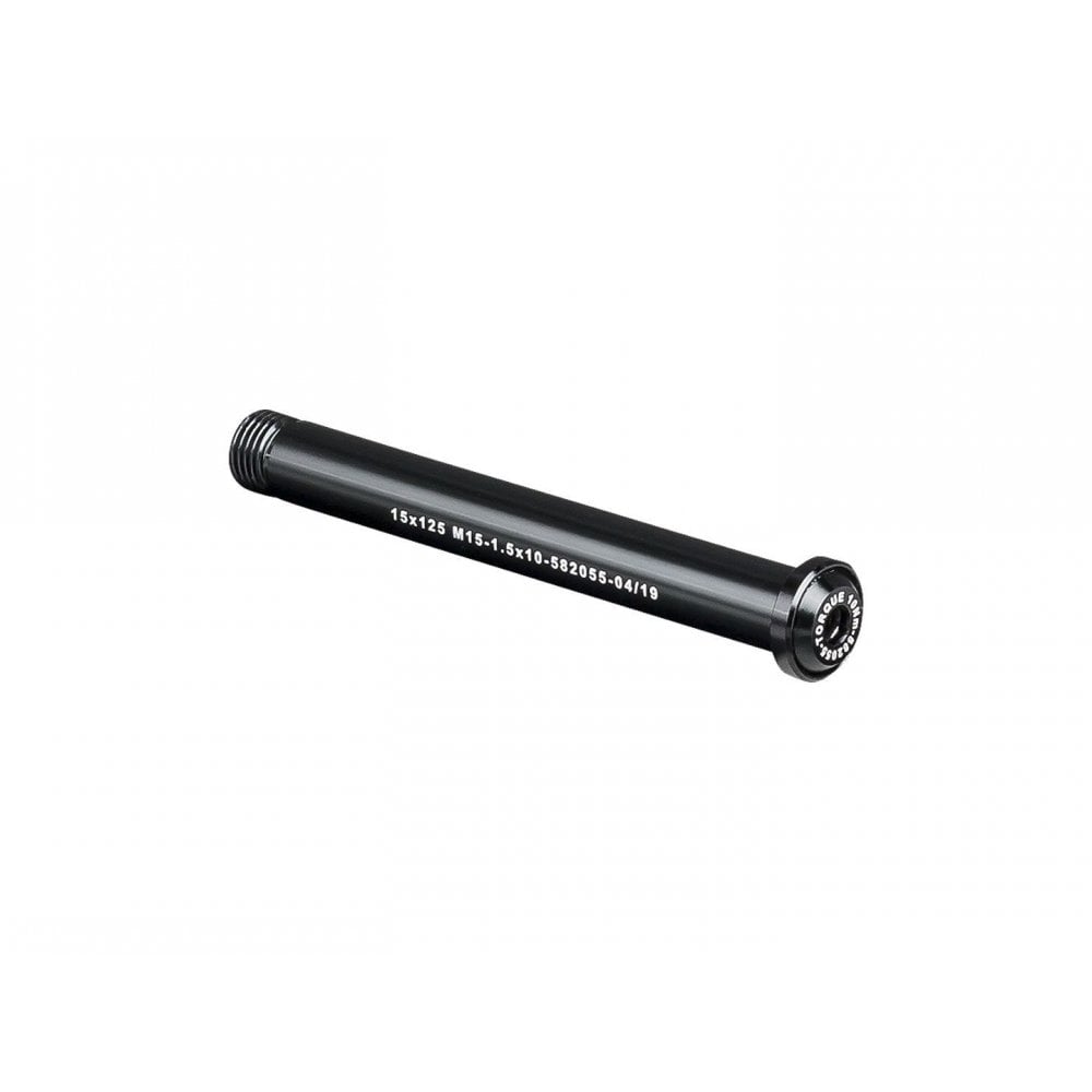 Bontrager Switch Lever front thru-axle in black with hex key operation, 125mm length, bike component for secure wheel attachment.