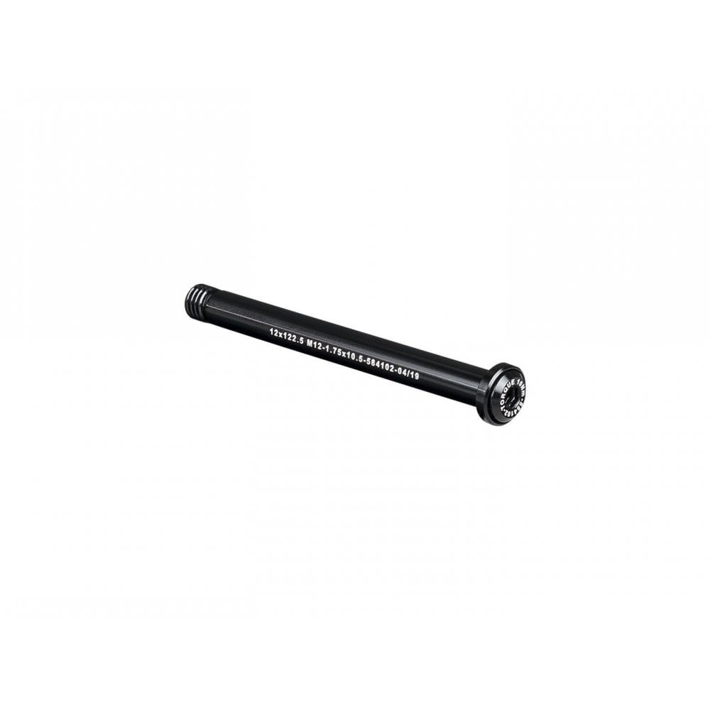 Bontrager Switch Lever Front Thru-Axle for 122.5mm black bike front wheel component, showing the lever and axle.