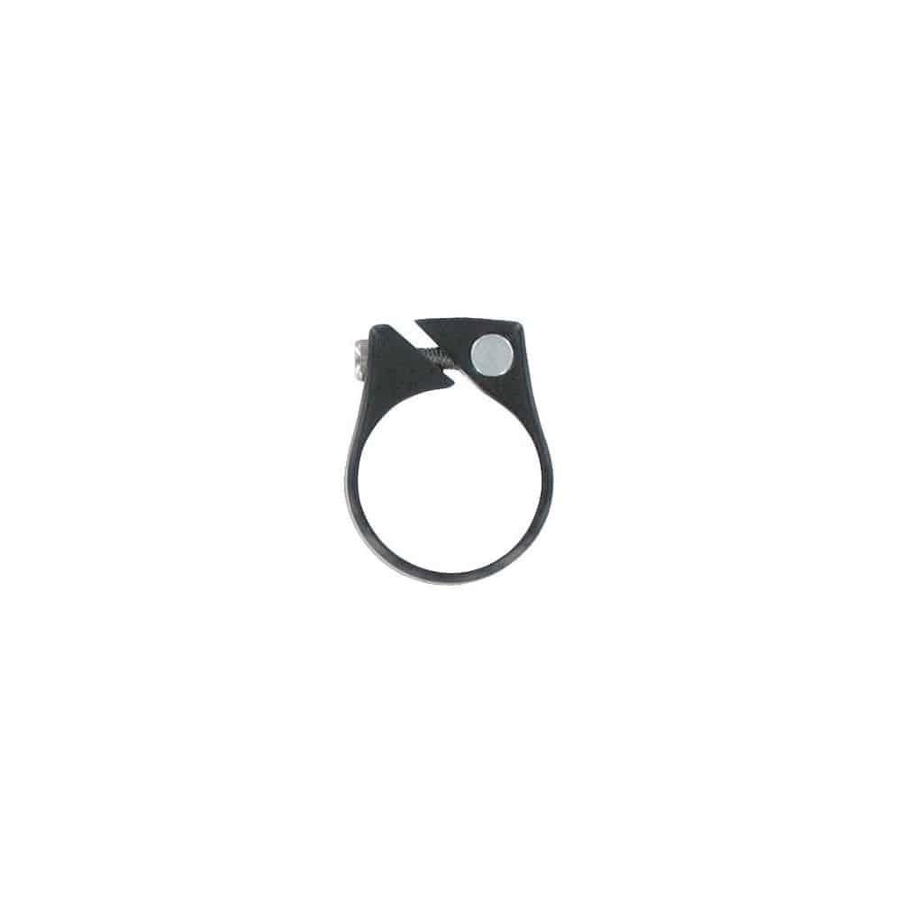 Bontrager carbon friendly bike seatpost clamp, secure component for bike seatpost adjustment and spares, black metal finish.