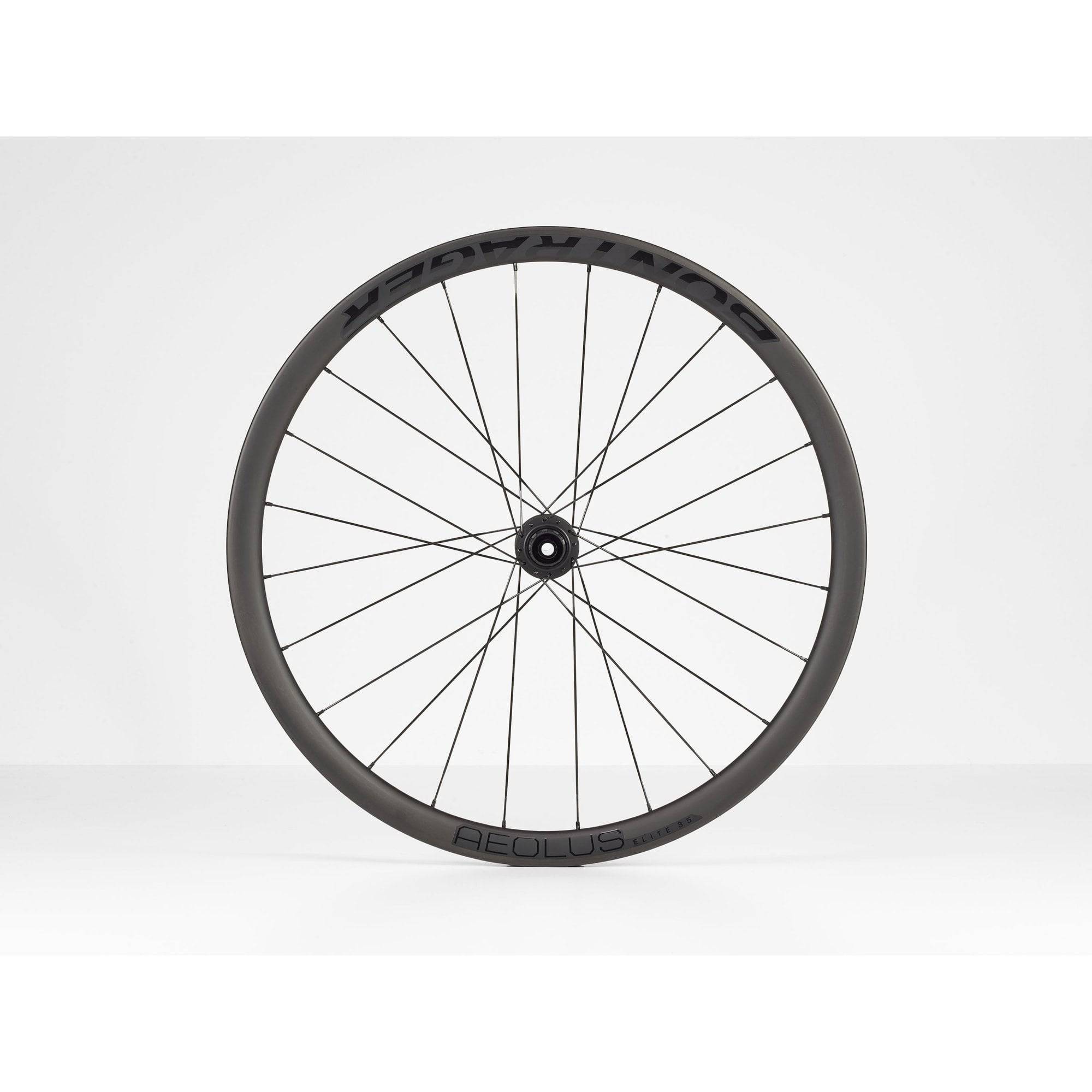 Bontrager Aeolus Elite 35 TLR disc road wheels with tubeless-ready carbon aero rims and lightweight component design.