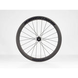 Bontrager Aeolus Elite 50 TLR disc road wheelset with tubeless-ready carbon aero rims and aerodynamic design.