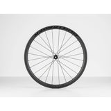 Bontrager Aeolus Pro 37 TLR disc road wheel with DT Swiss 350 hubs, tubeless-ready, aerodynamic carbon rim for road cycling.