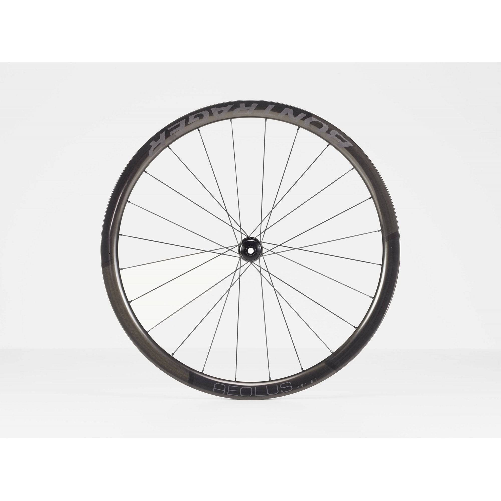 Bontrager Aeolus RSL 37 tubular disc road wheels with DT Swiss 240s hubs, showcasing aerodynamic carbon rims and disc brakes.