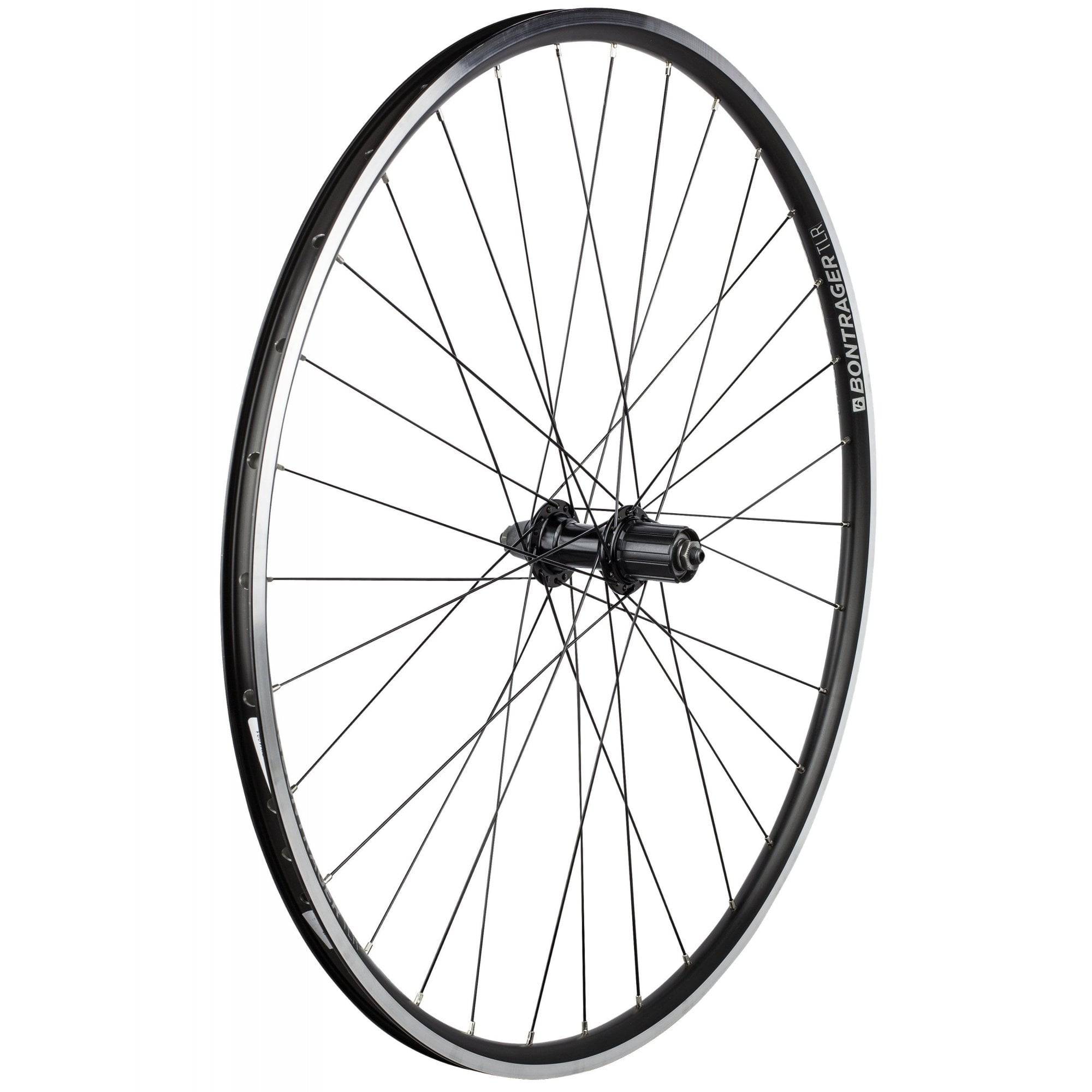 Bontrager Approved TLR 32H Clincher 700C road wheelset, tubeless-ready bicycle components with black rims and spokes.