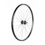 Bontrager 700C rear mountain bike wheel with 6-bolt disc brake mount, black 32-hole rim, suitable for MTB cycling components.