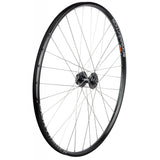 Bontrager 700C rear MTB wheel with 6-bolt disc brake mount, black 32H rim, durable bicycle component for mountain biking.