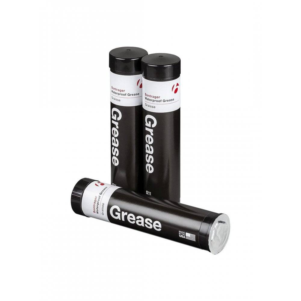 Bontrager bicycle grease lubrication for waterproof, low friction, compatible with carbon fiber bike components.